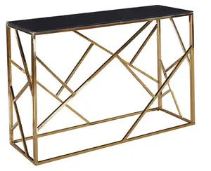 便宜的现代金色不锈钢走廊控制台桌玻璃或大理石顶部控制台桌