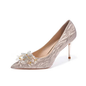 Escarpins de mariée à bout pointu et talon aiguille, ornés de fleurs, super hauts (8 cm), chaussures de mariage - Product Image 5