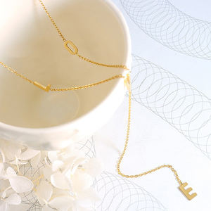 Collar con colgante de borla larga con carta de amor pequeña y compacta, cadena chapada en oro, joyería occidental - Product Image 5