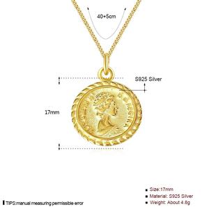 Collar de medallón de moneda de oro de moda para mujer, collares de retrato de Reina Isabel, colgantes elegantes de medallón en relieve de oro de 24K para mujer - Product Image 6