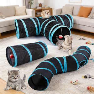 Tunnel de jeu multi-animaux pour chats, chiens et lapins, tube pliable à 3 voies pour chat avec trous, jouet interactif d'intérieur pour animaux de compagnie/ - Product Image 1