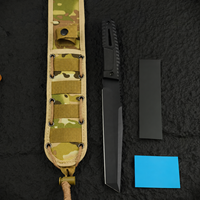 Couteau de survie robuste 8Cr13MoV à lame pleine, manche FRN, lame fixe, couteau tactique de chasse et de camping avec étui en nylon durable