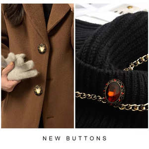 Bán Buôn Phụ Nữ Áo Len Nút Ellipse Vuông Sang Trọng Pha Lê Rhinestone Vàng Kim Loại Trang Sức Nút Chân May Nút - Product Image 2