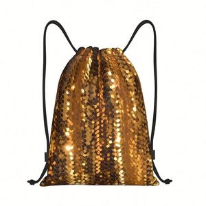 Gold Sequin Sparkle <b>Drawstring</b> <b>Backpack</b> Draw String Bag Waterproof Sports Bag Gym Cinch Bags for Women Men - Product Image 1