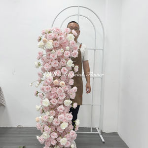 Chemin de table personnalisé en fleurs artificielles style rose DKB, décoration florale pour mariage, décoration pour fête de mariage - Product Image 3