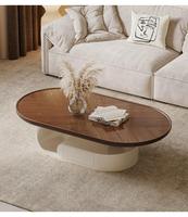 Table basse moderne et simple en bois massif de noyer, nouveau design créatif, couleur crème, pour petit salon, style réseau domestique populaire