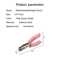 Perforateur manuel en métal 250408 pour trous circulaires, perforateur à étiquettes à trou unique avec poignée en plastique pour étiquettes de bricolage, perforateur à papier pour bricolage