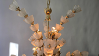Lustre en verre de Murano Art Déco italien, suspension florale de luxe pour hall d'entrée, salon, ou décoration de mariage