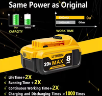 Paket Baterai Li-ion 20V Isi Ulang 8Ah, Tingkat Pengosongan 10C, 1200 Siklus, 700g untuk Model DCB208 IMR 18650, Daya Mainan RC