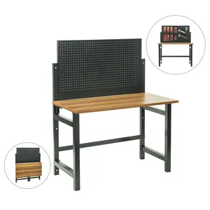 Heavy duty foldable durable garage workshop wood multifunction tool table steel pegboard workbench