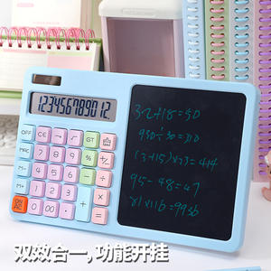 Calculadora de Doble Función con Pizarra de Escritura, Plástico Azul, para Estudiantes y Oficina, Pantalla de 12 Dígitos, Funciona con Pilas - Product Image 1