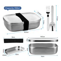 Vente en gros de boîtes à lunch bento en acier inoxydable 304, étanches, à 2 compartiments, personnalisables