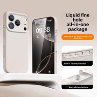 Casing Handphone Silikon Cair Populer untuk iPhone 18 17 16 15 14 13 12 Pro Max, Anti Benturan dengan Desain Tombol AI