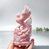 Statue d'oiseau Phénix en opale rose ajourée, cristal de guérison, figurine Phénix Feng Shui, décoration d'intérieur, cadeau