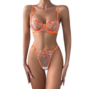 New Arrival High Level Embroidery Women Sexy Lace Lingerie Sexy Orange Underwear - Product Image 1