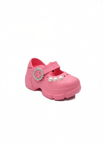Sabots plateforme avec perles style Mary Jane, chaussures d'été pour femmes et filles, taille 20, souples, légères, en plastique, bout fermé - Product Image 1