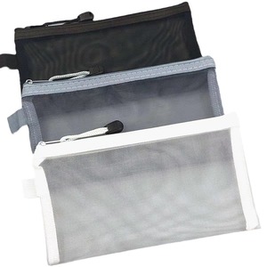 Custom Clear Nylon Mesh Zipper <b>Bags</b> Cosmetic Travel Pouch Packaging Stationery Storage <b>Bag</b> - Product Image 1