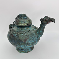 Marchandises anciennes personnalisées en bronze Artisanat de grande valeur artistique pour la décoration de musée Pot de coq céleste Artisanat historique en métal