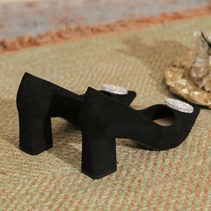 Zapatos Youxianmei de Tacón Cuadrado con Punta en Pico y Decoración de Pedrería para Oficina, Altura Media de 3cm y 5cm, Color Sólido, Zapatos de Mujer - Product Image 2