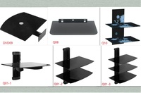 Support d'étagère en verre noir flottant Q01-3 support de montage mural TV Box DVR câble DVD