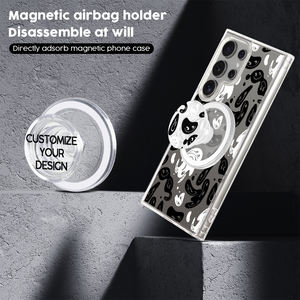 Conception personnalisée 2 en 1 Support de téléphone magnétique Grip Stand Cover pour Samsung S25 Ultra S24 S23 Clair Transparent Impression Téléphone Cas - Product Image 4