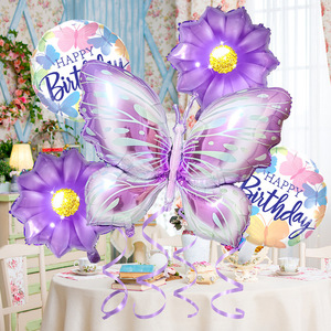 Ensemble de ballons en film d'aluminium <span class=keywords><strong>papillon</strong></span> violet thème <span class=keywords><strong>papillon</strong></span> fournitures de décoration de fête d'<span class=keywords><strong>anniversaire</strong></span> de bébé - Product Image 2