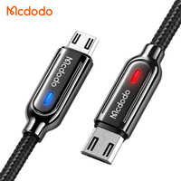 Câble de charge LED Mcdodo 620 5 pieds avec arrêt automatique de l'alimentation, QC4.0 QC3.0, charge rapide, câble de charge pour Android, micro USB, câble de charge de données