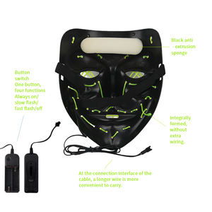 Topeng lampu LED warna baru Halloween, properti cahaya dingin, properti lelucon pesta Hari April serigala, topeng seram - Product Image 2