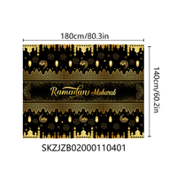 Nappes Ramadan Mubarak, décorations de table pour fête Eid Mubarak, fournitures de fête Ramadan Kareem, nappe rectangulaire noire et dorée
