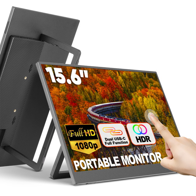 Cheap Portable Monitor 10 Point Touchscreen 15.6" 1080P Laptop Extend Double Screen LCD Monitor Portable Built-in Stand