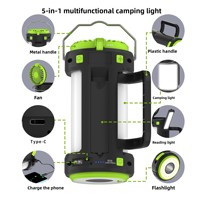 Buitenverlichting LED-lamp in lantaarnstijl met muggenwerende ventilator, oplaadbaar, hanglamp voor hemelbed, IP-klasse