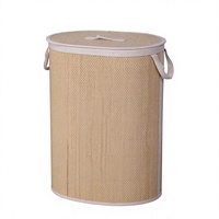 Panier à linge pliable triangulaire moderne en bambou et polyester avec couvercle, organiseur de vêtements peu encombrant, panier de rangement
