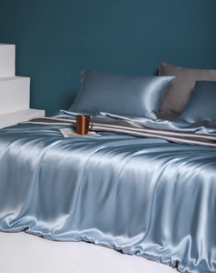 Ensemble de literie luxueux en <span class=keywords><strong>soie</strong></span> satinée 100% drap de lit en <span class=keywords><strong>soie</strong></span> et housse de <span class=keywords><strong>couette</strong></span> avec taie d'oreiller assortie - Product Image 6