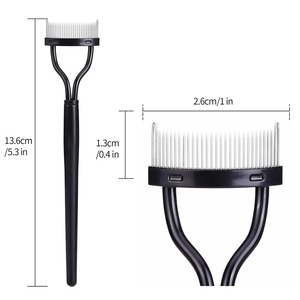 Cepillo de pestañas de acero semicircular, peine portátil para injerto de pestañas, herramienta de moldeado de pestañas postizas para maquillaje - Product Image 6