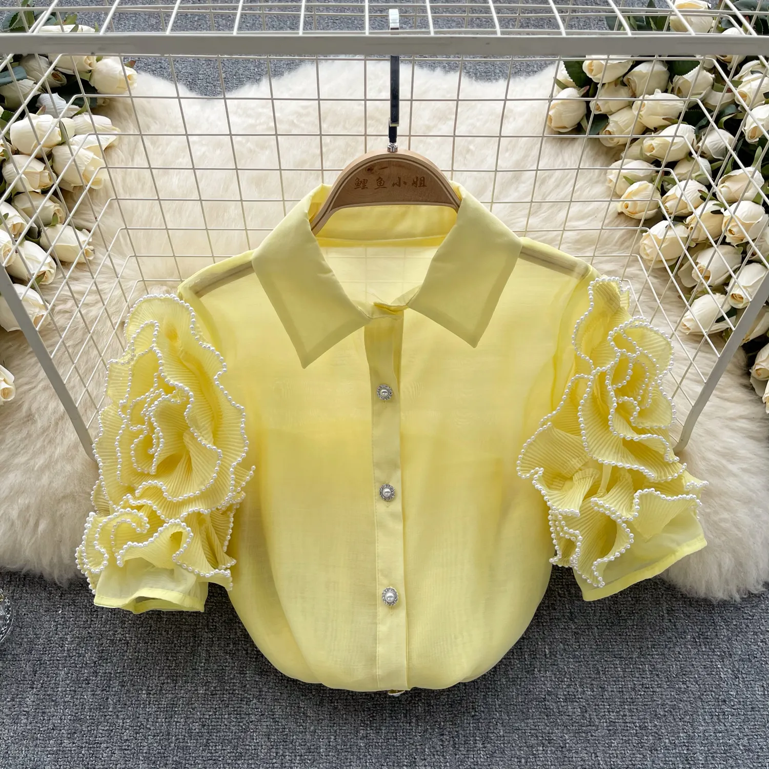 LE4041, марлевая рубашка в стиле ретро, трехмерная Цветочная дизайнерская ниша, уникальная роскошная блузка для дочери, мисс, легкая