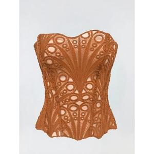 Corset <span class=keywords><strong>de</strong></span> <span class=keywords><strong>cour</strong></span> européen et américain avec haut moulant en maille respirant et sexy, corset double couche en dentelle irrégulière - Product Image 6