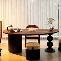 Table à thé et chaises en bois massif de style vintage, bureau à double usage, design nordique, meubles de salon