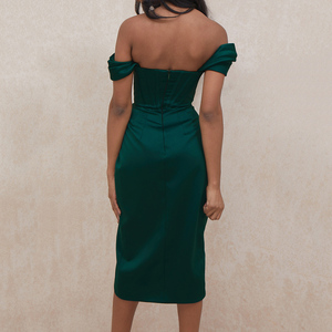 <span class=keywords><strong>Abito</strong></span> Corto Senza Spalline per Feste in Velluto <span class=keywords><strong>Verde</strong></span> <span class=keywords><strong>Smeraldo</strong></span> Satinato con Spalle Scoperte - Product Image 6