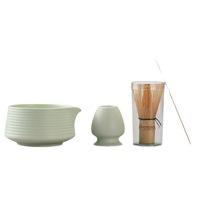 Ensemble fouet à matcha en céramique avec bec verseur et bol à thé, style japonais, coffret cadeau de Dehua, modèle 2407