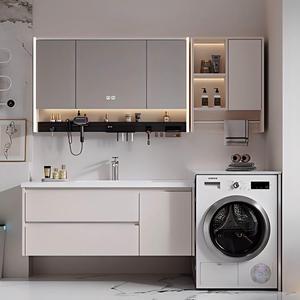 Estación <span class=keywords><strong>de</strong></span> Lavandería <span class=keywords><strong>con</strong></span> Almacenamiento, Mueble <span class=keywords><strong>de</strong></span> Lavandería Independiente para Balcón, Fregadero Integrado y Mesa para Lavar Platos para Uso Doméstico - Product Image 1
