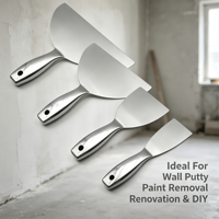 Spatule à peinture industrielle en acier inoxydable de qualité professionnelle, à tête plate, type couteau plat, bord flexible, épaisseur de la lame 0,8 mm, OEM