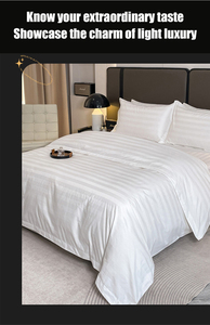 B & B khách sạn đơn giản bốn mảnh trắng <span class=keywords><strong>polyester</strong></span> <span class=keywords><strong>satin</strong></span> Mô hình bộ đồ giường bao gồm tấm trải giường chăn chăn gối lõi - Product Image 5