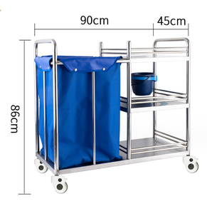 Ziekenhuis Verpleegkundige Schoonmaak Trolley Roestvrij Staal Medische 3 Zak 2 Zak Wasmiddel Inzamelwagen - Product Image 4