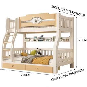 Giường tầng đôi bằng gỗ chắc chắn cho phòng ngủ trẻ em, có cầu thang và ngăn chứa đồ - Product Image 4