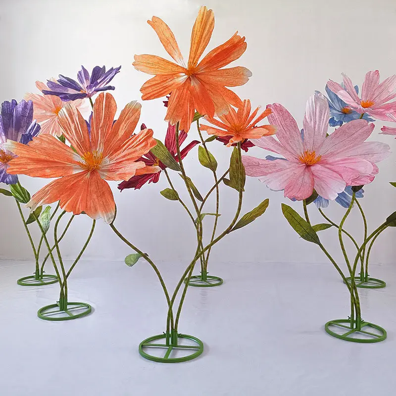 Joyflower renkli dev kasımpatı çiçeği seti dev kağıt el sanatları papatya yapay çiçek ekran pencere dekorasyonu