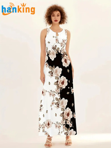 Robe longue moulante élégante pour femme, sexy, sans manches, col rond, imprimée, fendue sur le côté, pour soirée en boîte de nuit, grande <span class=keywords><strong>taille</strong></span> 5XL - Product Image 2