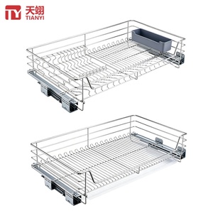 TIANYI Premium Modern 304 Stainless Steel Eco-Friendly Flat <b>Wire</b> Pull Dish Rack Kitchen Cabinet Organizer Drawer Basket <b>Soft</b> - Product Image 1
