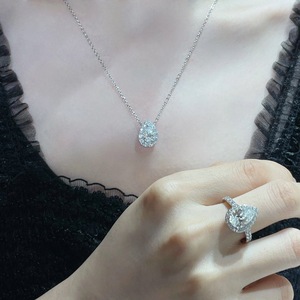 Liontin bintang wanita, liontin bintang mewah 925 perak murni rantai klavikula bentuk pir kalung tetesan air trendi berlian Mosan - Product Image 4