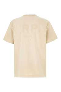 Camiseta Beige de algodón puro con cuello redondo acanalado morado de diseñador de la mejor calidad Logotipo impreso en la espalda - Product Image 2