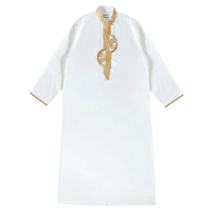 Musulmano arabo Dubai abito da uomo Thobe Thawb medio oriente con colletto rialzato veste Dubai India Islamic Thobe per gli uomini - Product Image 4